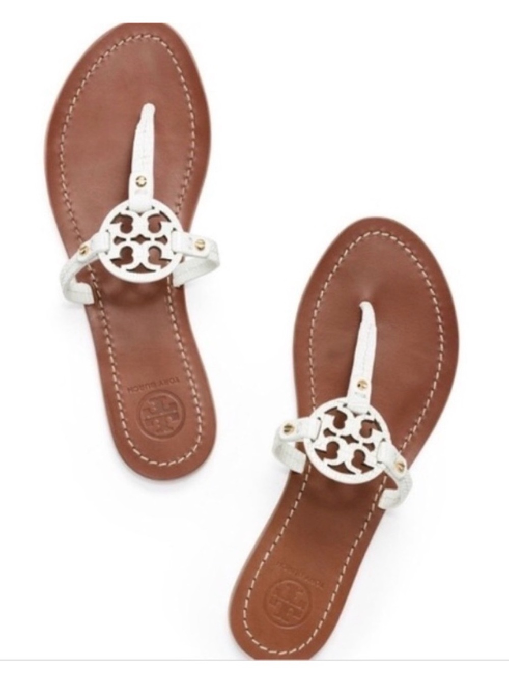 Tory Burch Mini Miller Sandals size 11 white leather